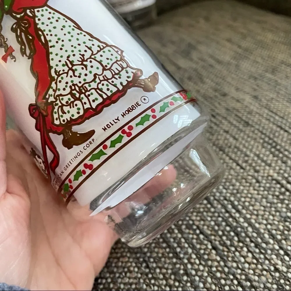 3 Vintage 80s Holly Hobbie Drinking Glasses Christmas Holidays